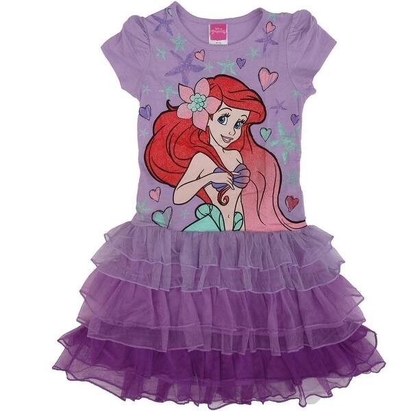 Shop Disney Little Girls Purple Little Mermaid Print Short Sleeve