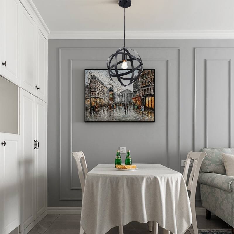 CO-Z Industrial Single Light Globe Pendant Chandelier - Black