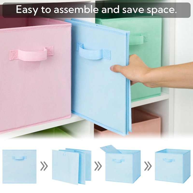 6 Pack Fabric Storage Cube Bins, Collapsible Cube Organizers with Handles