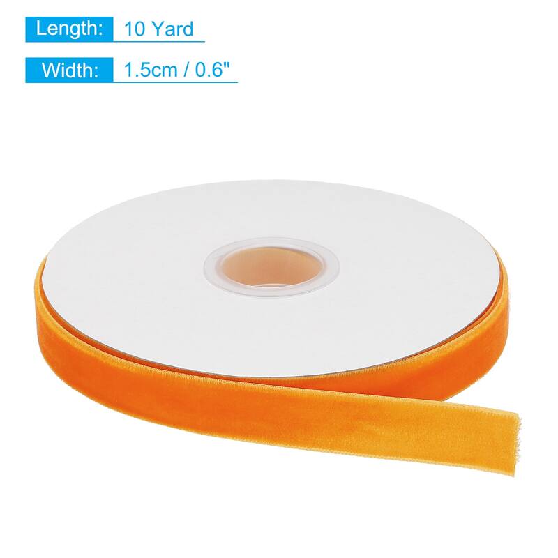Velvet Ribbon 1 1/2 Inch Single Face Spool Silky for DIY Crafts - Orange - 5/8 Inch x 10 Yard