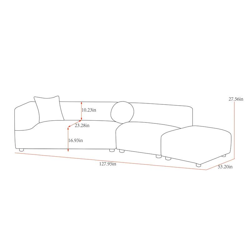 Pasargad Home Portfino Modern Sectional Sofa with 2 Pillows