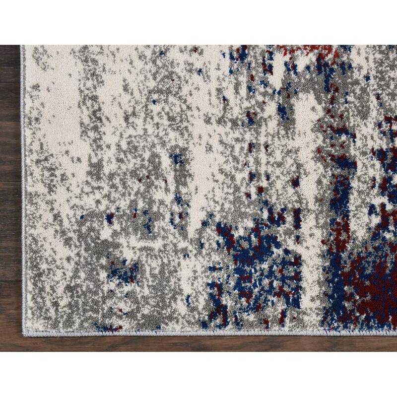 Hulas Power Loomed Abstract Floral Modern Non Skid Stain Resistant Area Rug By HomeRoots - 90' X '26' X '0.5