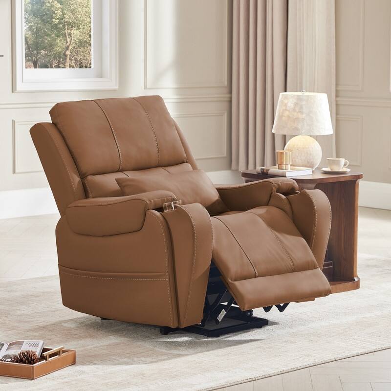 Spruce & Spring Leather Lift Recliner Chair for Elderly with Heat and Massage