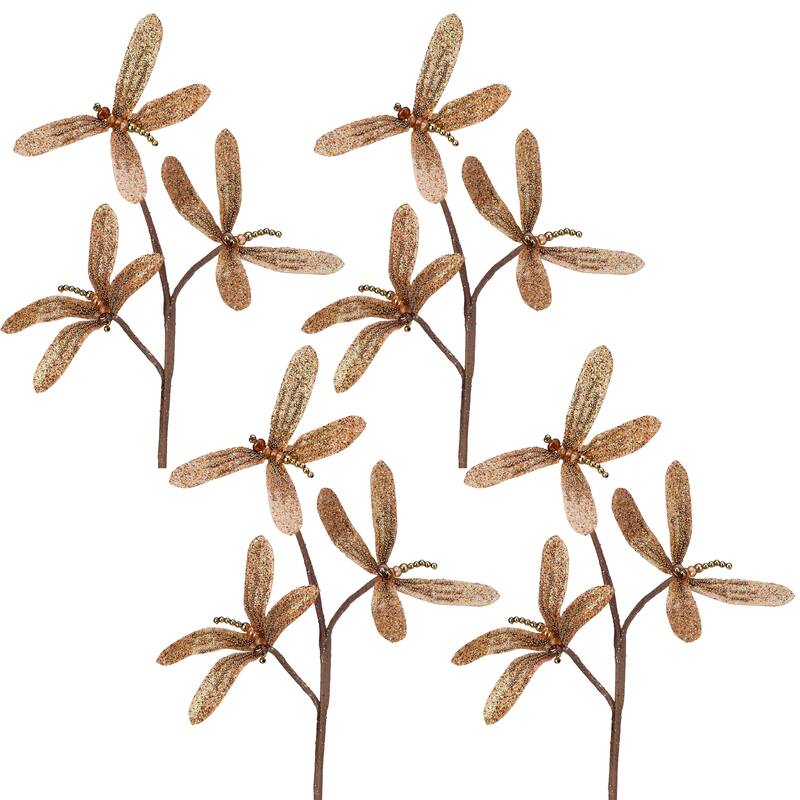 16" Glitter Dragonfly Spray Set of 4