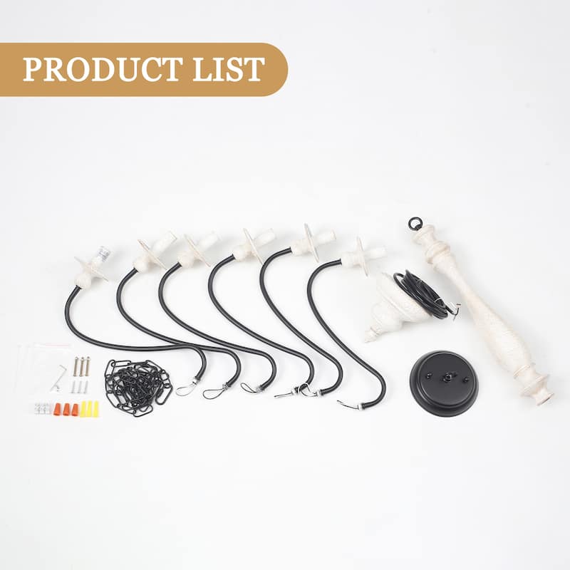 6-Light Candlestick Hanging Ceiling Light Fixture Linear Chandelier Lighting for Kitchen Island
