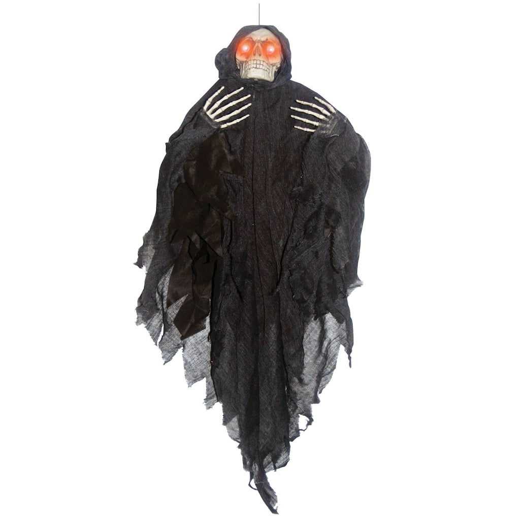 48" Black and White Skull Face Hanging Light Up Reaper Halloween Prop