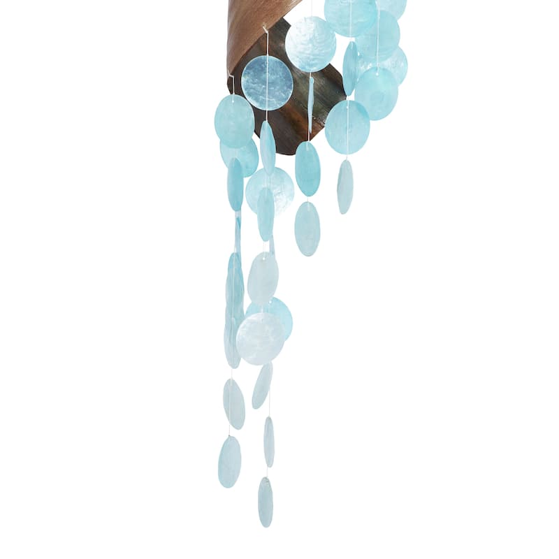 Shell Spiral Waterfall Windchime - Teal - Roche River Decor