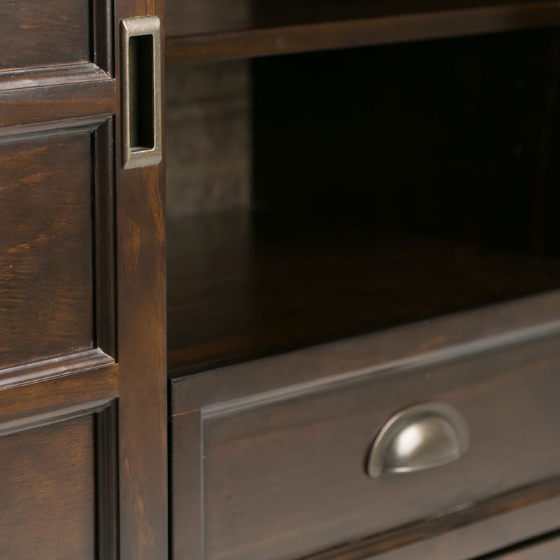 WYNDENHALL Portland SOLID WOOD 54 inch Wide Transitional TV Media Stand For TVs up to 60 inches - 54"w x 17.5"d x 36" h