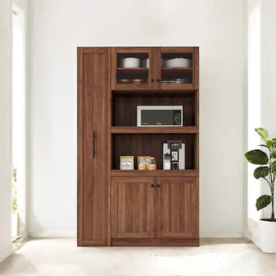 Kitchen Pantry Cabinet Expandable Pull-Out Farmhouse Storage Cabinet