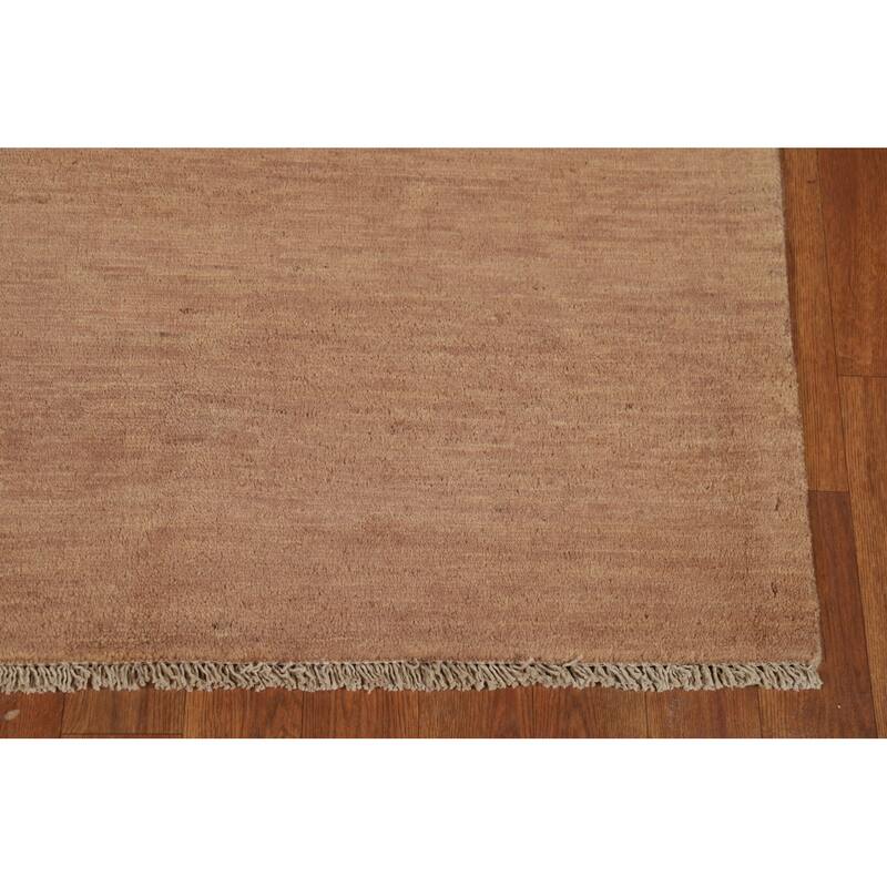 Light Brown Modern Gabbeh Oriental Foyer Rug Hand-Knotted Wool Carpet - 3'3"x 4'10"