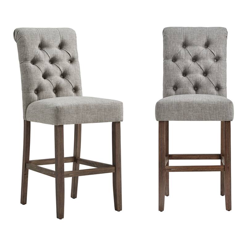 Krakova Tufted Rolled Back Stools (Set of 2) - Grey - Bar Height