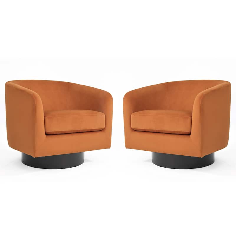 UIXE Set of 2 Swivel Barrel Accent Chair Velvet Armchair For Living Room