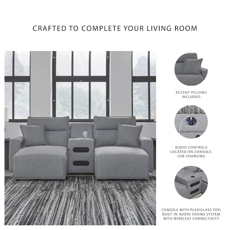 Signature Design by Ashley Modmax Gray 3-Piece Power Reclining Sectional with Chaise - 100" W x 63" D x 41" H