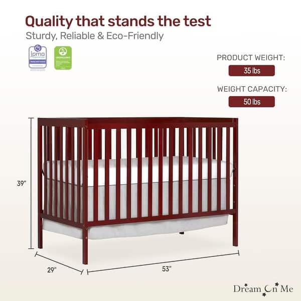 dimension image slide 1 of 2, Dream On Me Synergy 5-In-1 Convertible Crib In Cherry