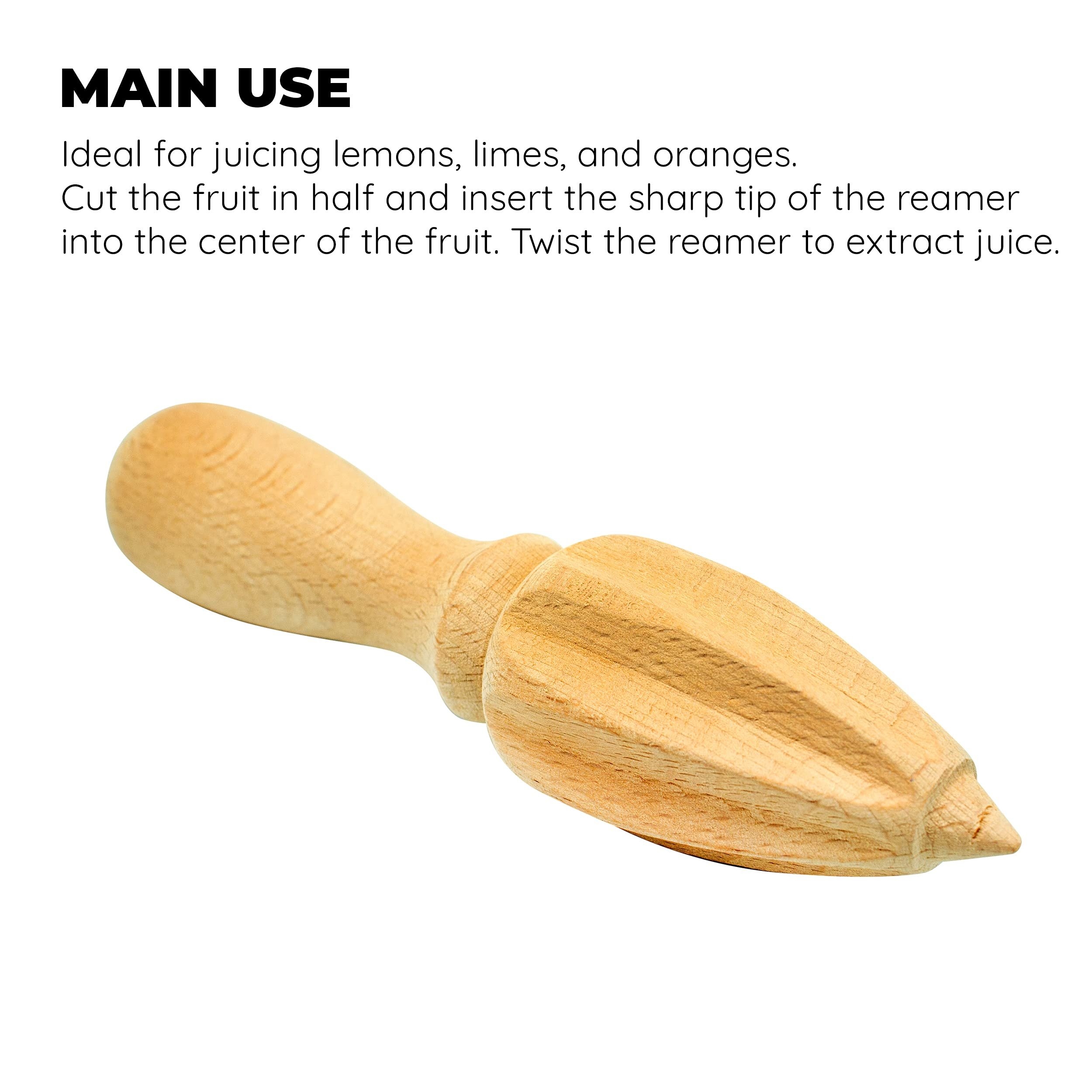 Culinary Fresh Beech Wood Citrus Reamer, Orange and Lemon Handheld Juicer