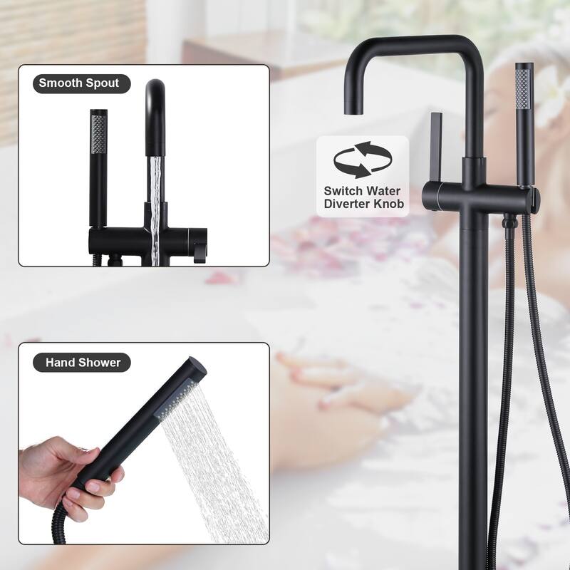 WOWOW Floor Mount Single-Handle Freestanding Tub Faucet