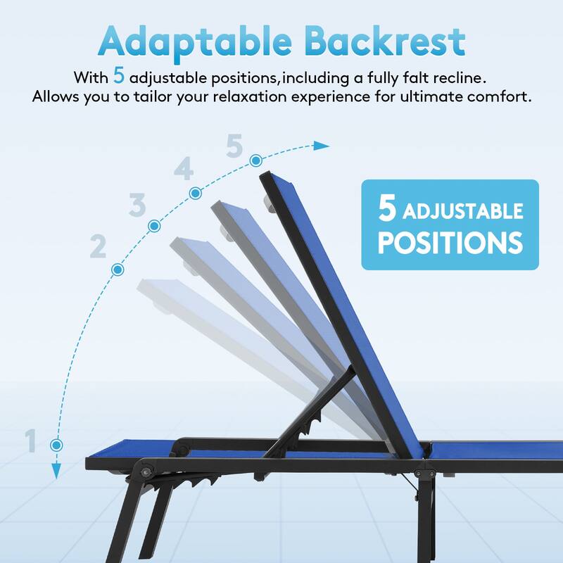 5-Position Reclining Folding Lounge Chair – Adjustable Backrest & Portable Relaxation