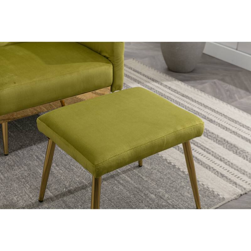 Velvet Accent Chair with Adjustable Armrests and Backrest, Button Tufted Lounge Chair, Single Recliner Armchair with Ottoman
