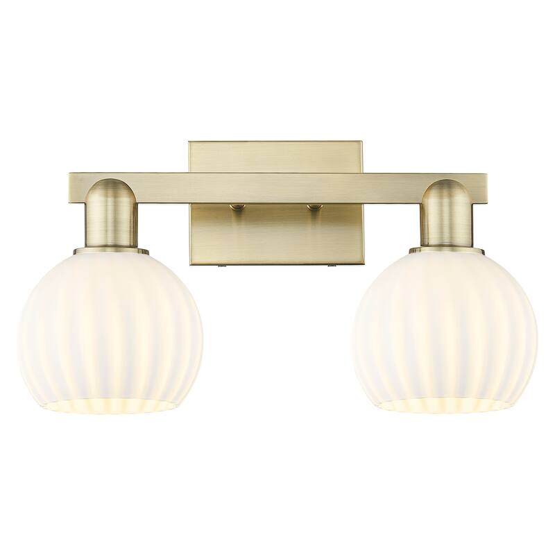Innovations Lighting Endless Possibilities Arcadia - White Venetian - 2 Light 17" Bath Vanity Light - Antique Brass