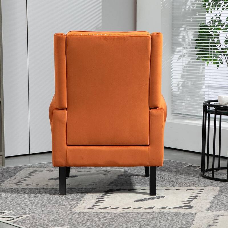 Transitional Wingback Accent Chair Armchair with Sturdy Wood Legs