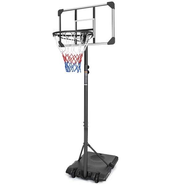 slide 2 of 8, 5.6 to 7FT Portable Basketball Goal System, Stable Base, 28" Backboard