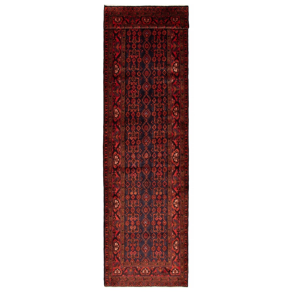 ECARPETGALLERY Hand-knotted Andelz Navy, Red Wool Rug - 3'8 x 14'4