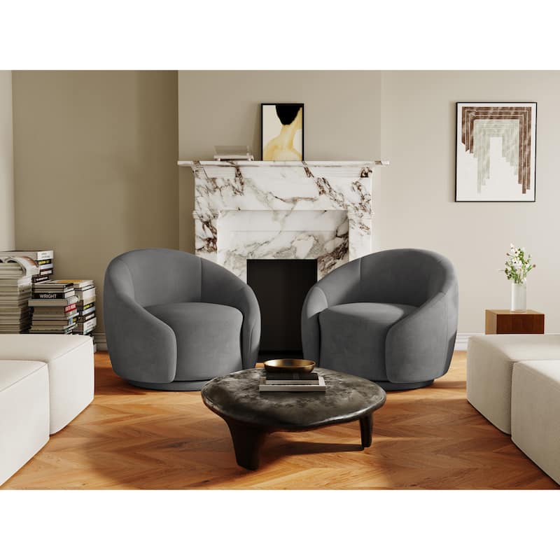 35" Wide Upholstered Swivel Accent Barrel Chairs (Set of 2)