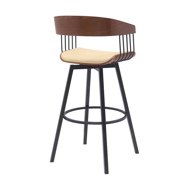 Athena Wood and Metal Upholstered Bar or Counter Swivel Stool