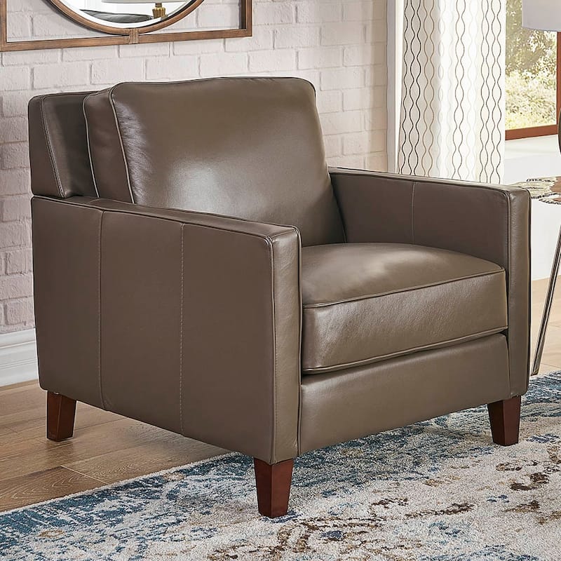 Hydeline Ashby Top Grain Leather Chair With Feather, Memory Foam and Springs