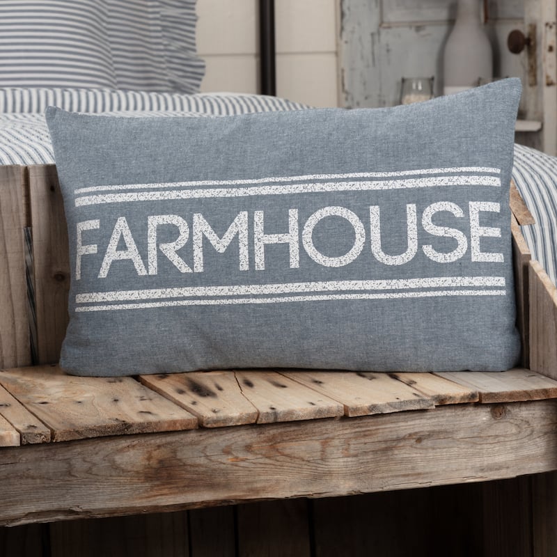 Sawyer Mill Farmhouse Pillow - Denim Blue/Soft White
