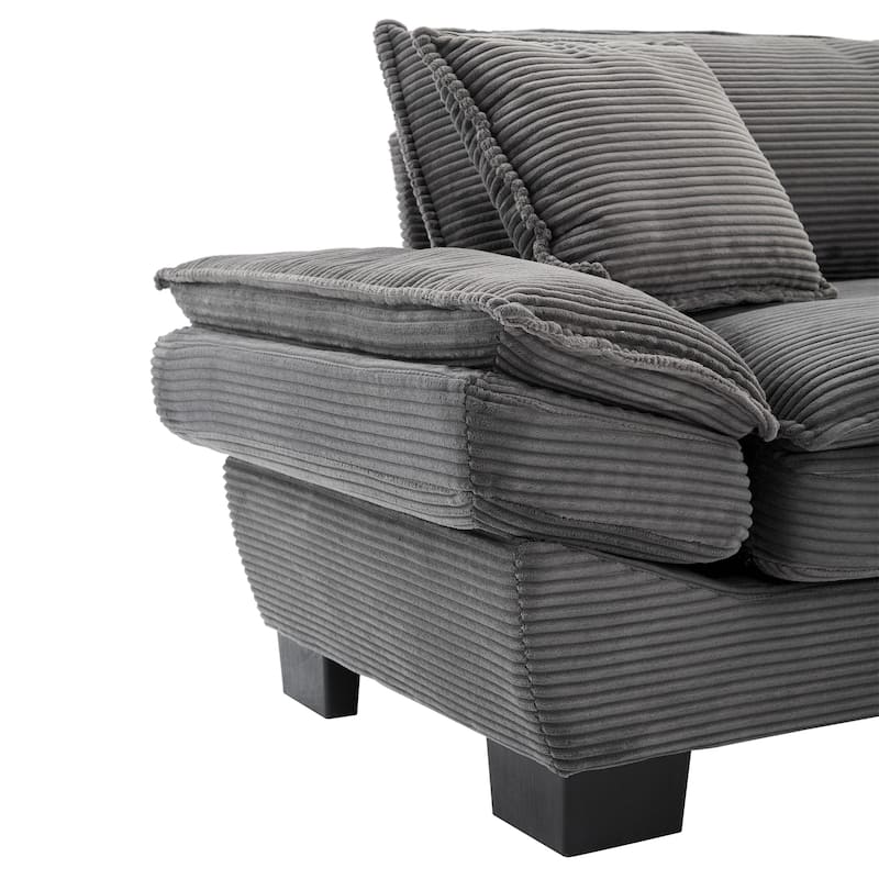 84 Inch Modern Style Sleeper Sofa, Corduroy Upholstered Sofa with Pillows,Deep Seat