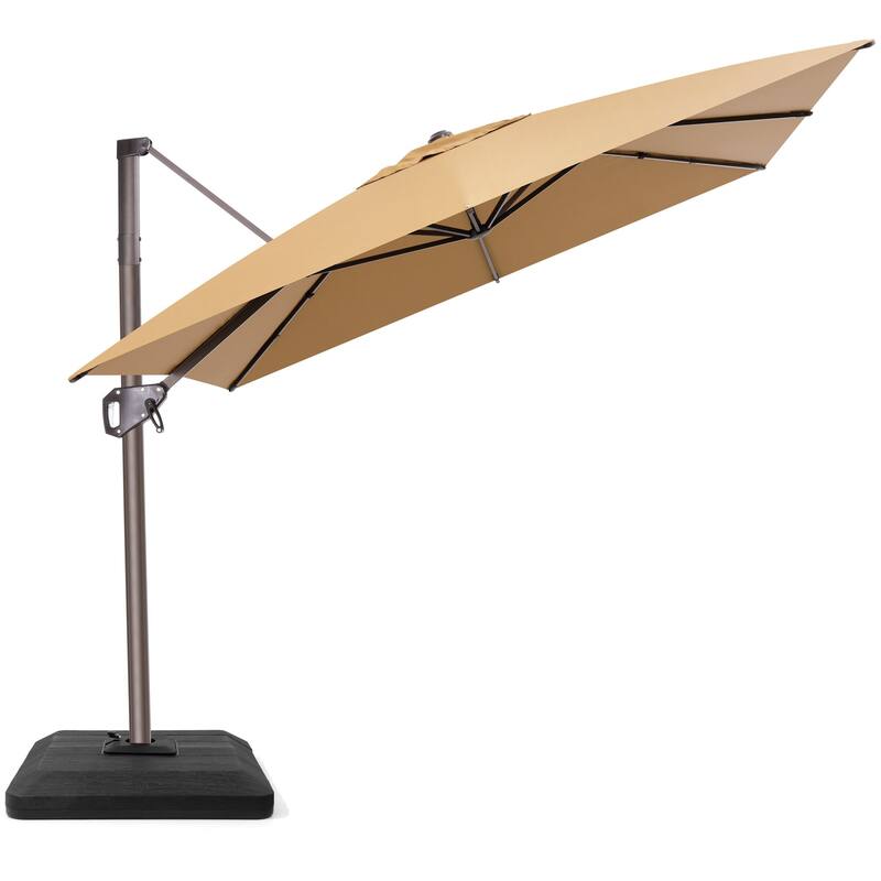Outdoor 11 x 9 FT Patio 360 Degree Rotation Cantilever Umbrella with 4-Piece Umbrella Base