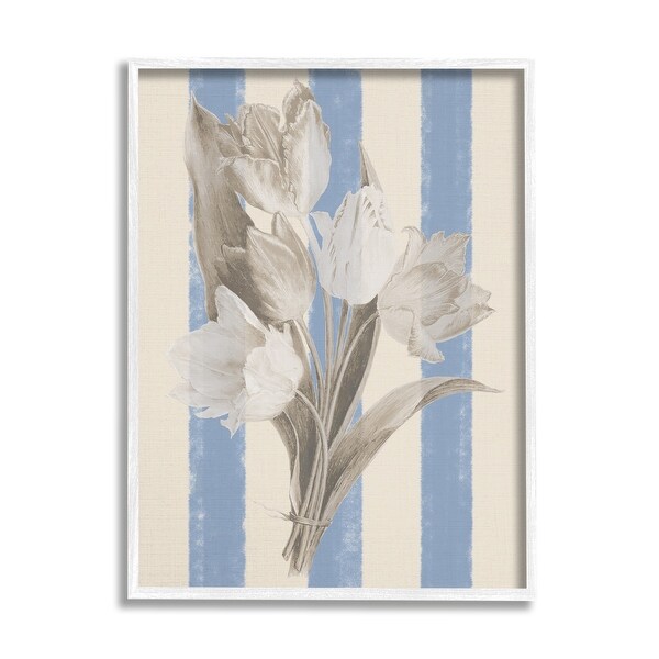 Stupell Tulip Bundle on Stripes Framed Giclee Art Design by