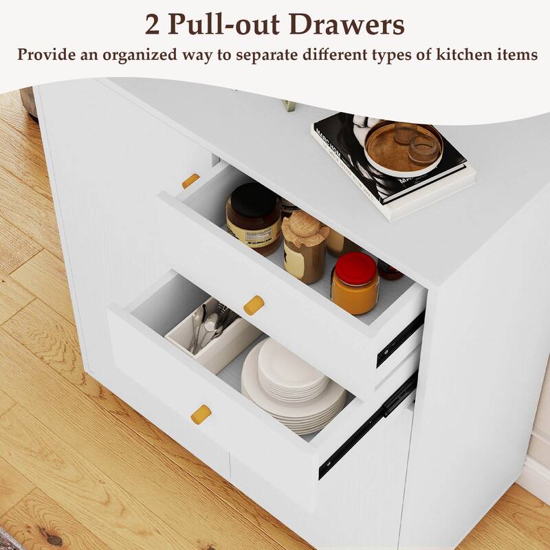 Costway Kitchen Sideboard Buffet Cabinet with 2 Drawers, 2 Doors and 3 - See Details