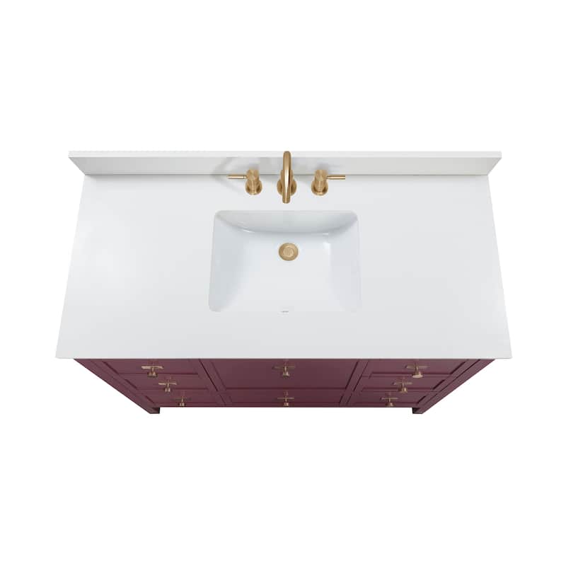 Alana Bathroom Vanity in Burgundy Red with White Engineered Stone Top