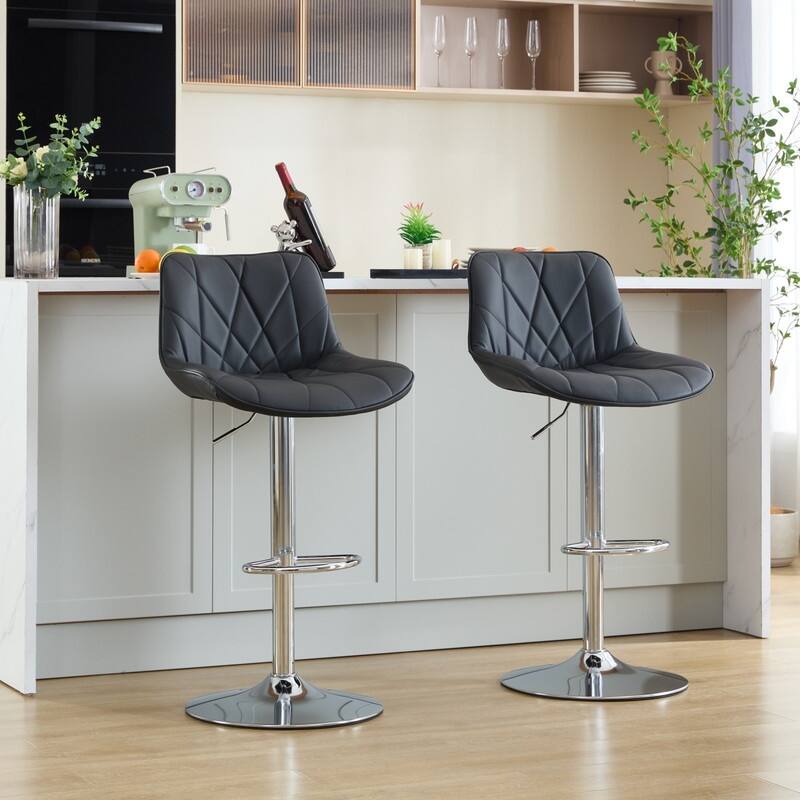 Adjustable Swivel Bar Stools Height Island Chairs with Back Set of 2