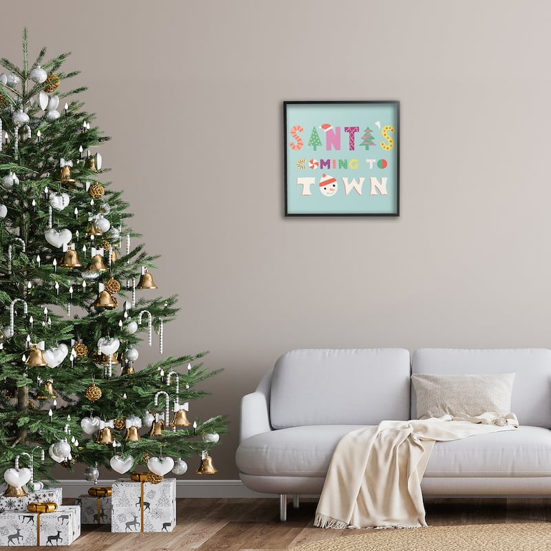 Stupell Whimsical Santa's Coming To Town Framed Giclee Art Design By Sazerelli Designs