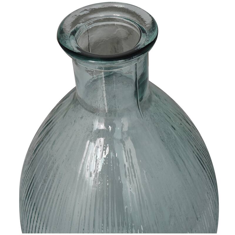 Clear Recycled Glass Handmade Ribbed Spanish Bottle Decorative Vase