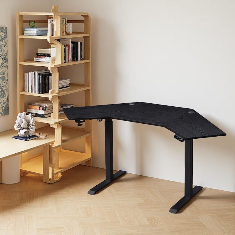 KOWO K314 Corner Electric Standing Desk L Shaped Height Adjustable Workstation for Home Office, Sit Stand Computer Desk