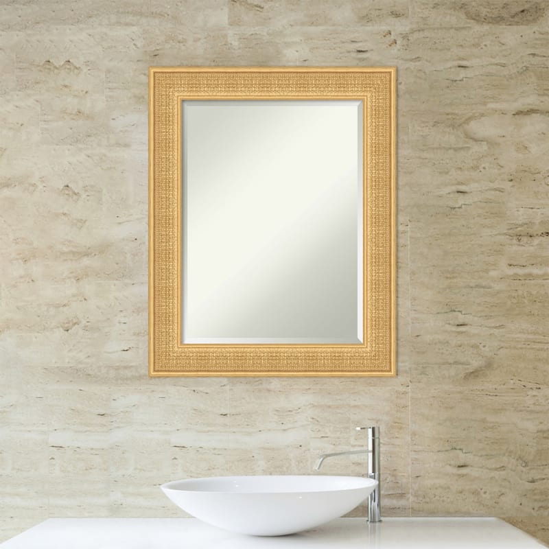 Trellis Beveled Wood Framed Bathroom Vanity Wall Mirror - Trellis Gold