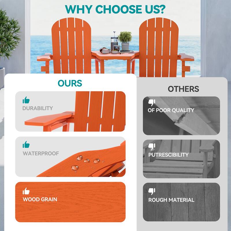 Outdoor All Weather Adirondack Chairs with Movable Footrests, Set of 5/3.