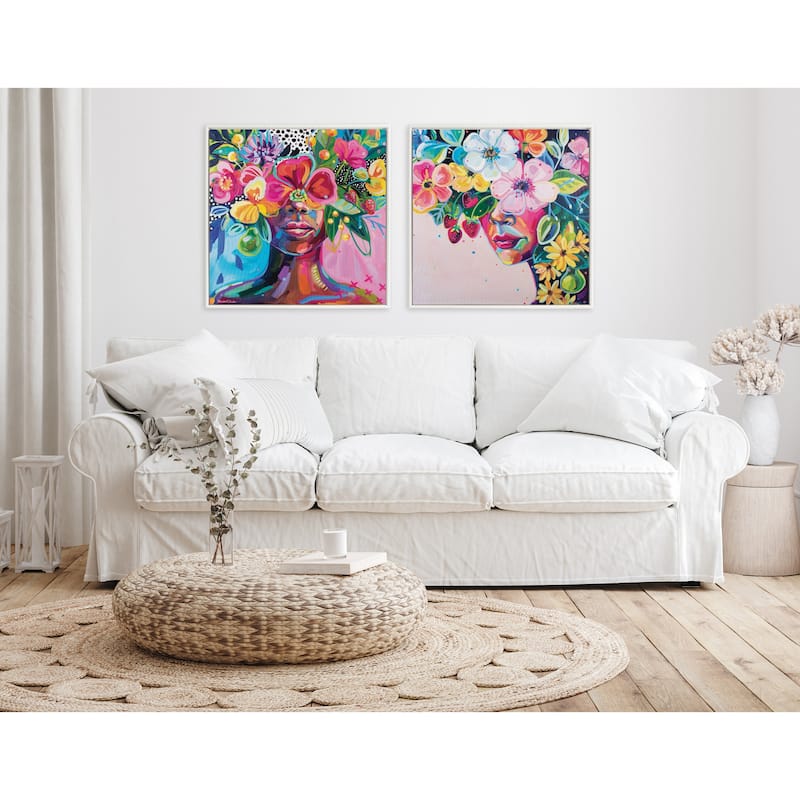 Kate and Laurel Sylvie Beaded She Was A Curious Mind Framed Canvas by Rachel Christopoulos