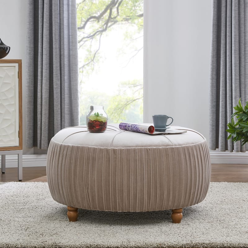 NPD Furniture Helena Velvet Round Ottoman