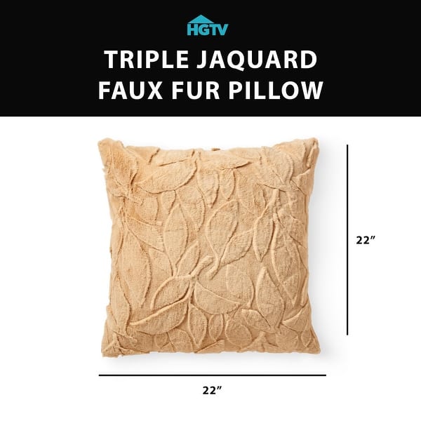 dimension image slide 1 of 3, HGTV Triple Jacquard Carved Faux Fur Pillow