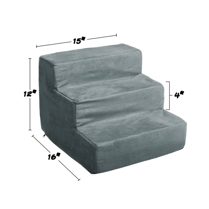 Petmaker 3-Step Pet Stairs with Removable Zippered Microfiber Cover