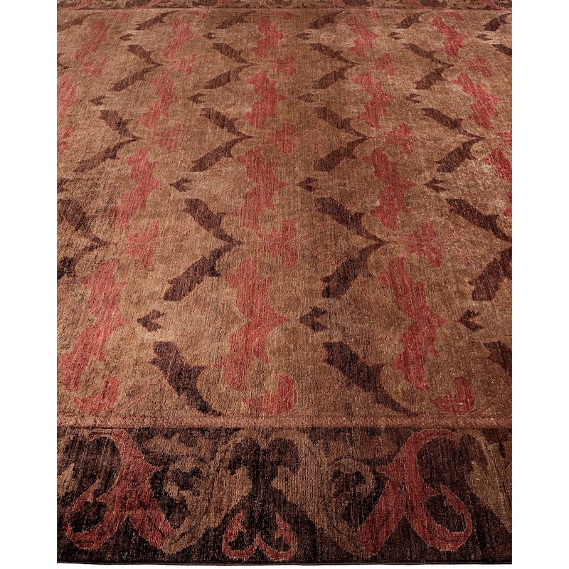 Overton Hand Knotted Wool Vintage Inspired Modern Contemporary Overdyed Gray Area Rug - 7' 10" x 9' 9"