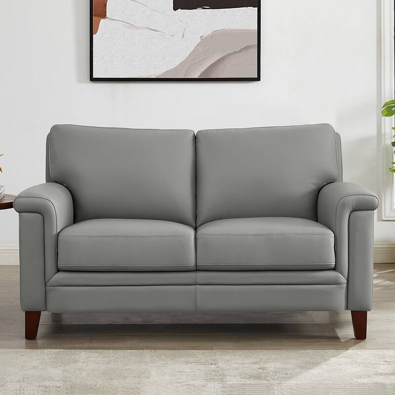 Hydeline Westcott Top Grain Leather Sofa Loveseat and Chair Set with Memory Foam and Springs