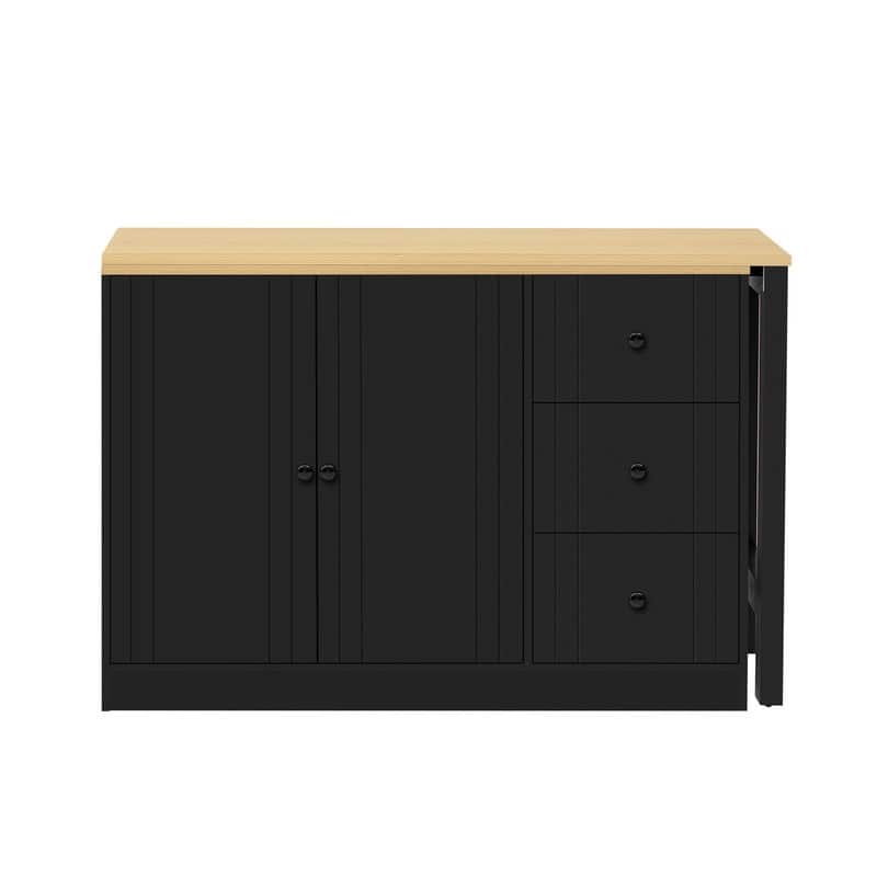 Multifunctional 89.7" Wooden Sideboard with Extendable Table and Storage for Living Room Organization
