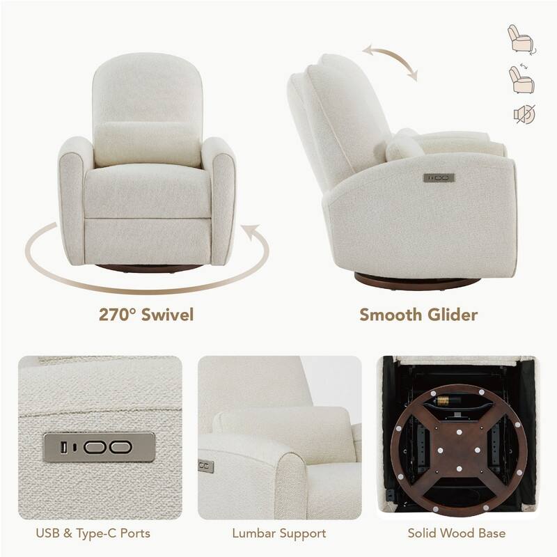 Power/ Manual Swivel Glider Recliner Chair Nursery Chair