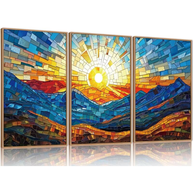 Mosaic Mountains Framed Canvas Wall Art Set - 16 x 24